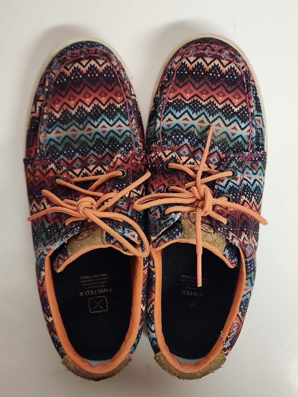 Twisted X Hooey Aztec-Pattern Canvas Sneakers - Orange/Blue Size 8.5M - Picture 5 of 13